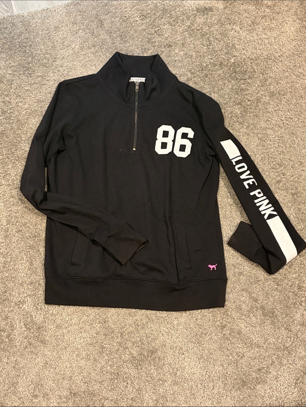 Victoria's Secret PINK 1/4 zip Black Pullover